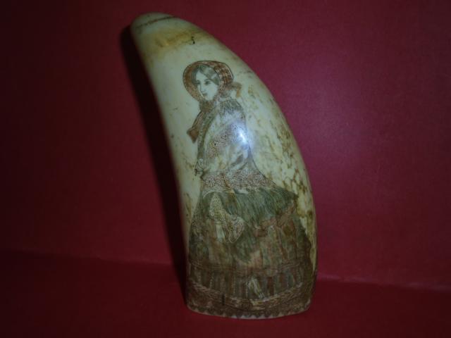 19th Century Scrimshaw THE MORNING STAR Sperm Whale's Tooth item as1904