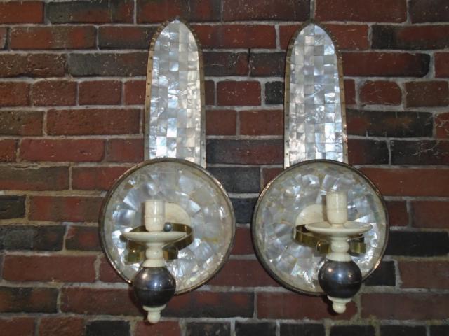 Impressive Whale Bone and Mother of Pearl Yacht Sconces item as2114