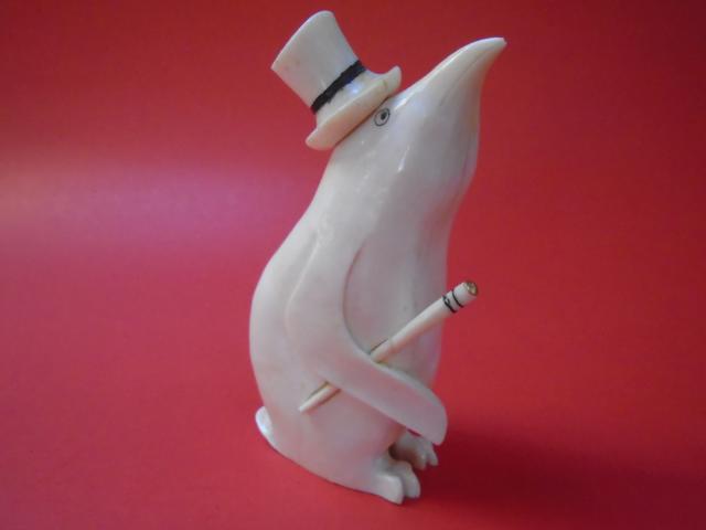Whimsical Carved Penguin Sperm Whale's Tooth item as2200